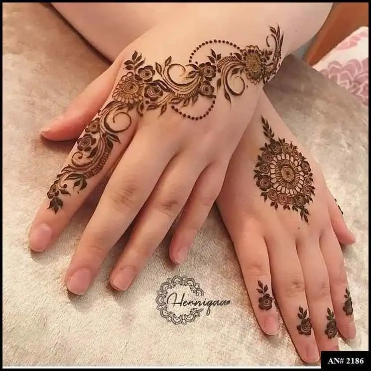 Flower Mehndi Design For Front Hand
