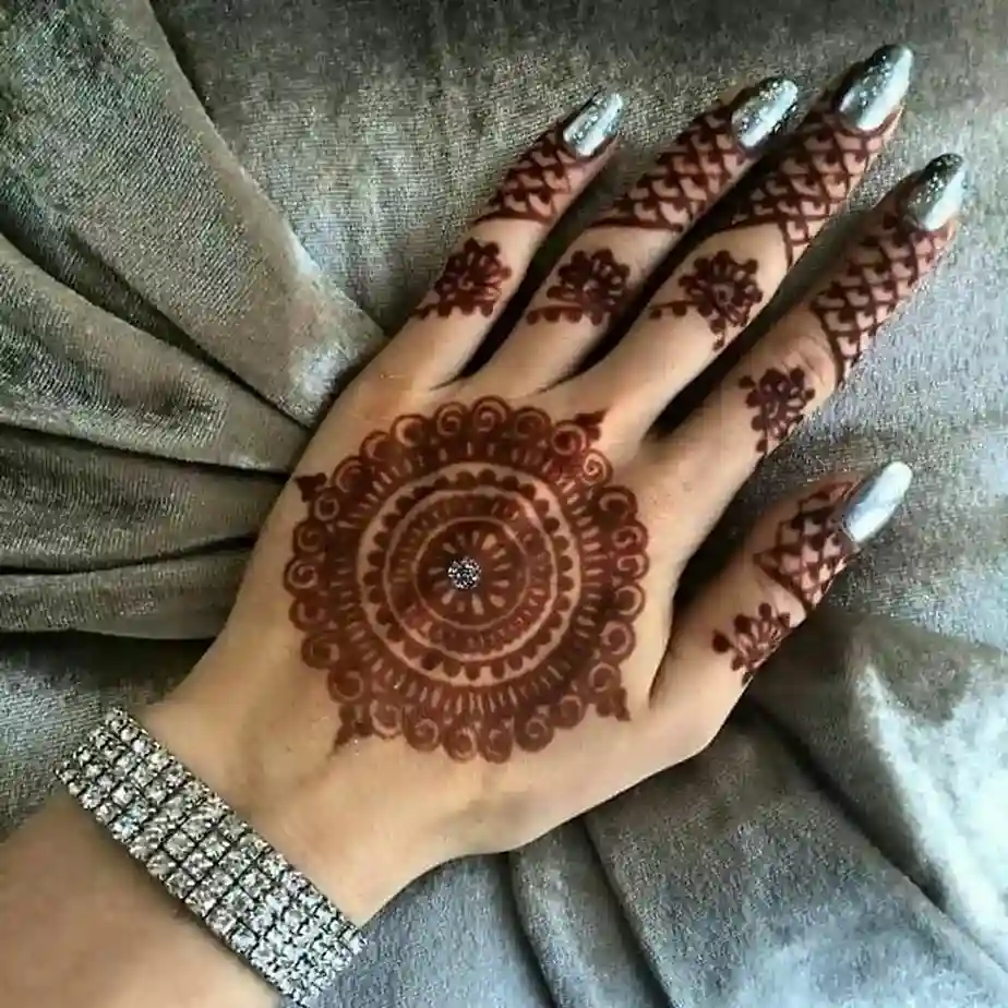 Flower Mehndi Design For Front Hand