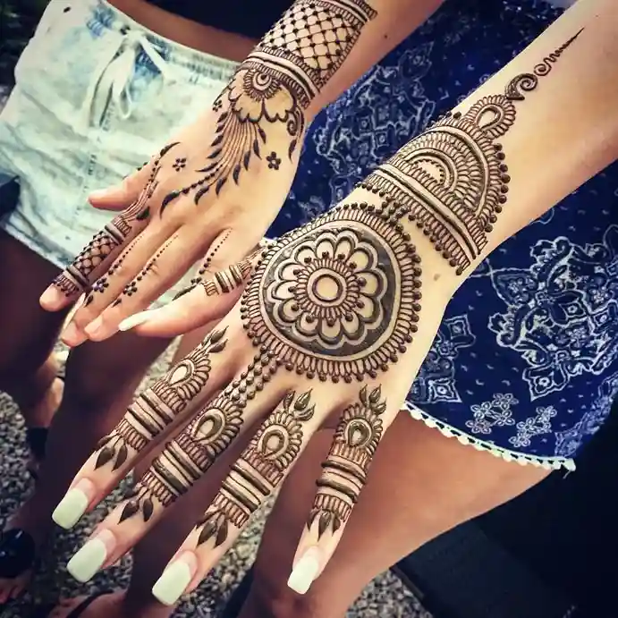 Flower Mehndi Design For Front Hand