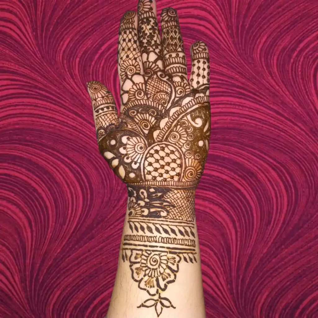 Stylish Full Hand Mehndi Design Front Side