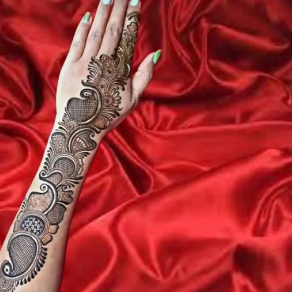 Stylish Mehndi Design For Left Front Full Hand